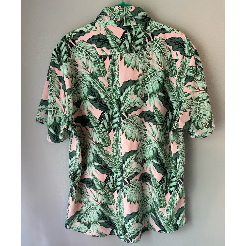 Cotton & Co Summer Palm Leaves Pink and Green Button up shirt, size mens Medium - Picture 6 of 6